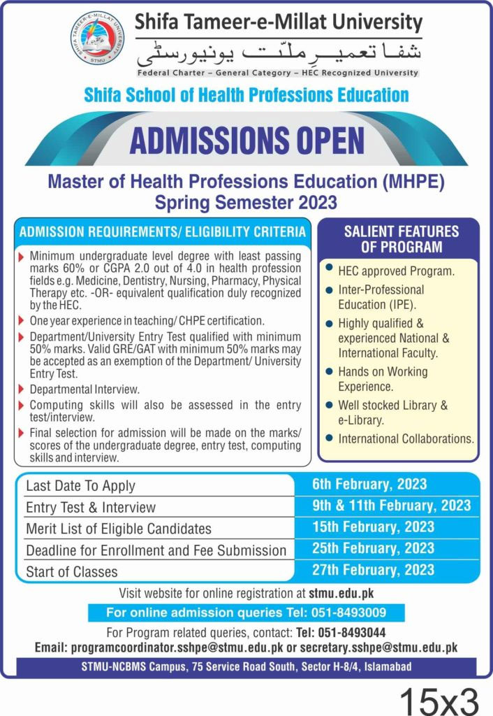 Admissions Open-MHPE