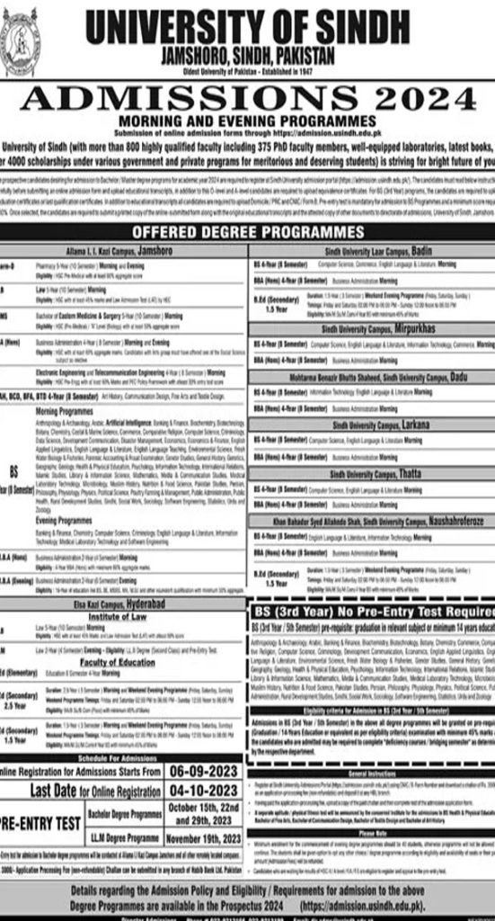 University of Sindh Admission
