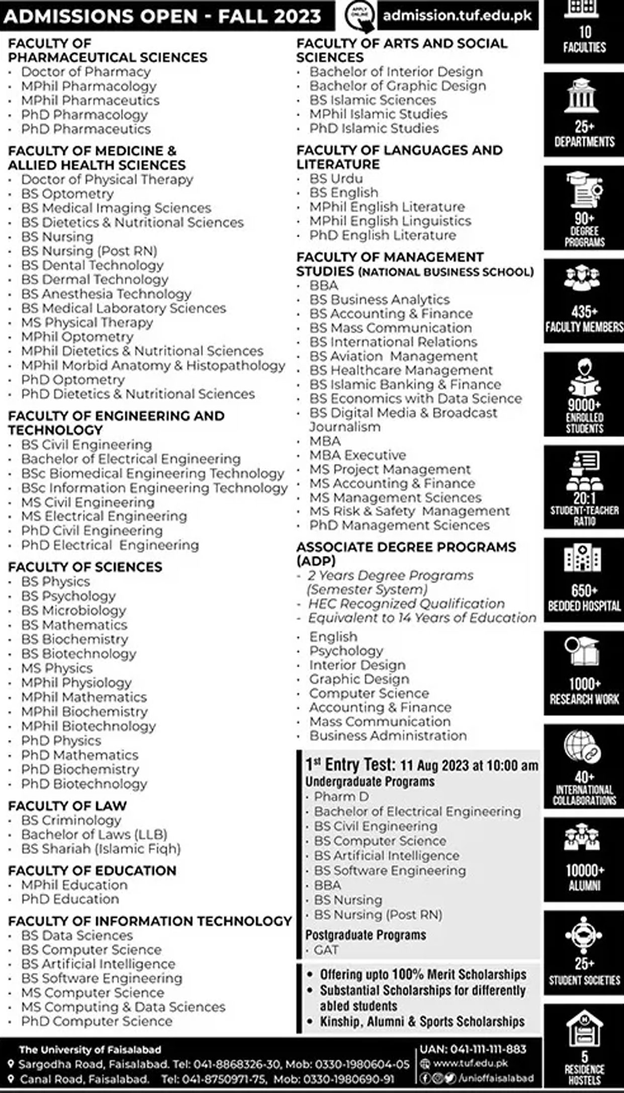 The University Of Faisalabad Admission 2023