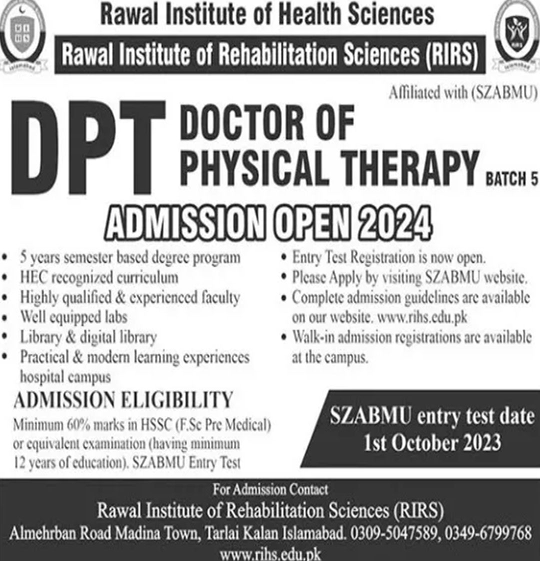 Rawal Institute of Health Sciences Islamabad admission 2023